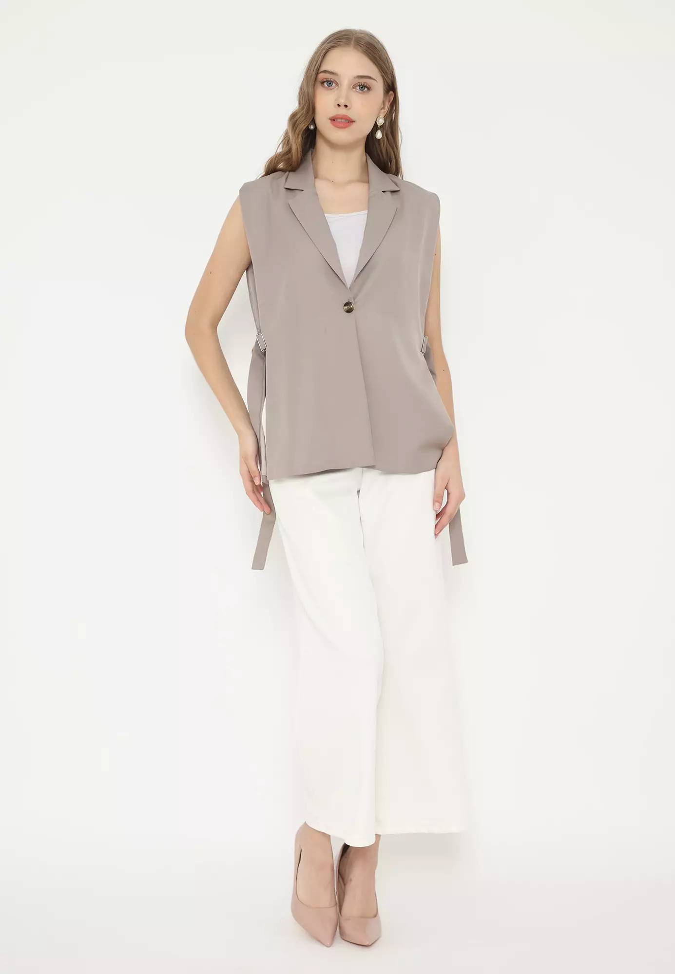 Plain Vest With Strape In Mocca By Brilliant Girl Warna MOCCA