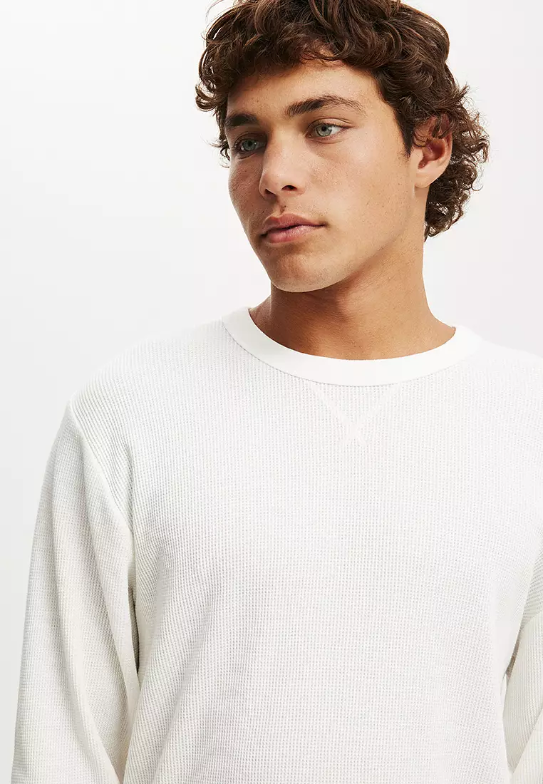 Cropped Fit Textured Long Sleeves Tee