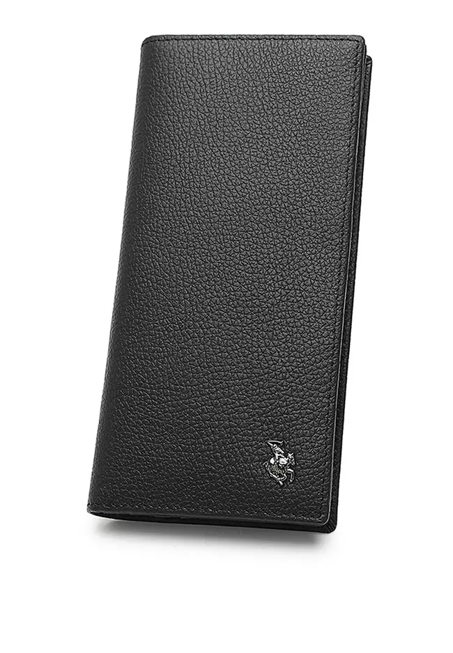 Genuine Leather RFID Blocking Long Wallet - Black