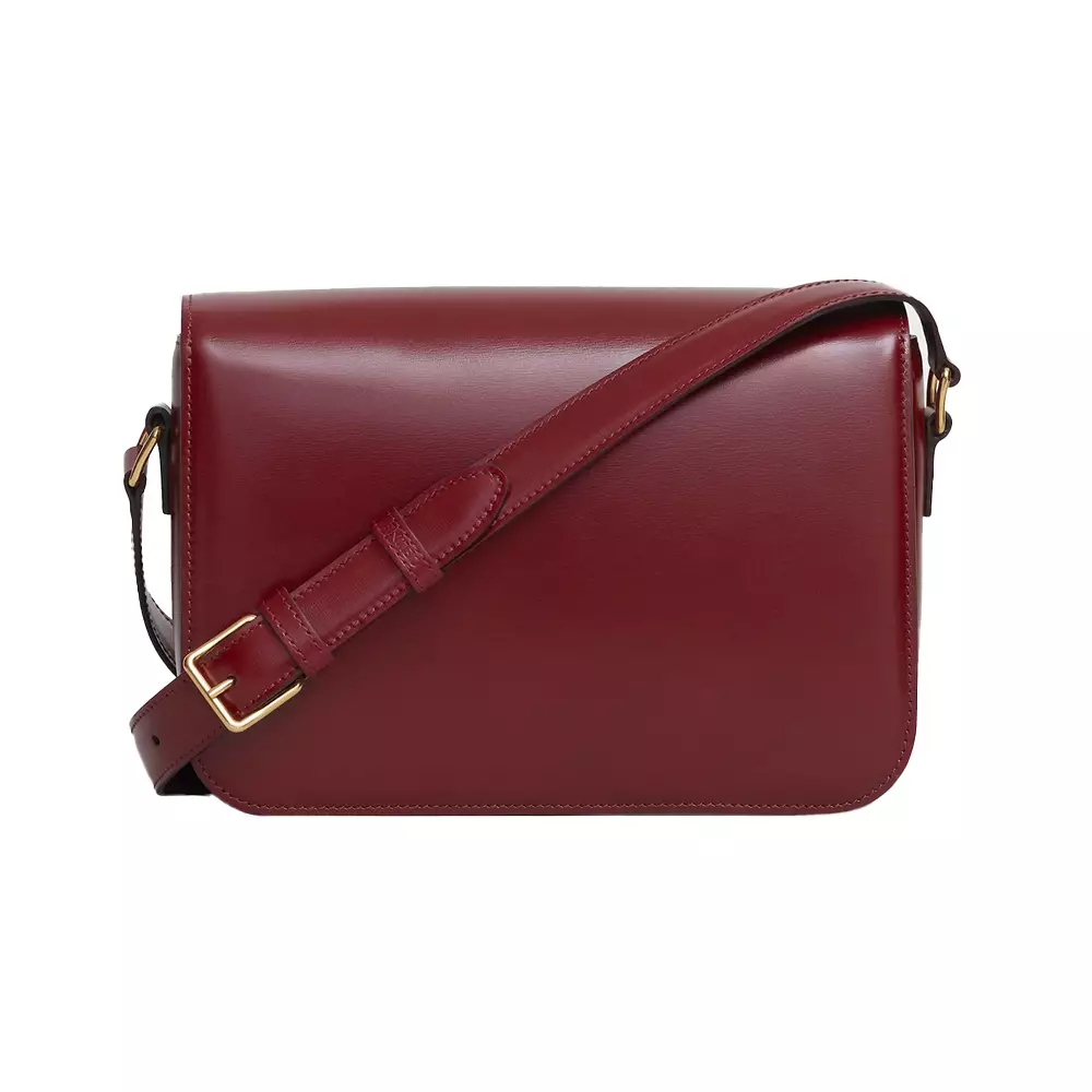 Medium Triomphe Bag In Shiny Calfskin Light Burgundy