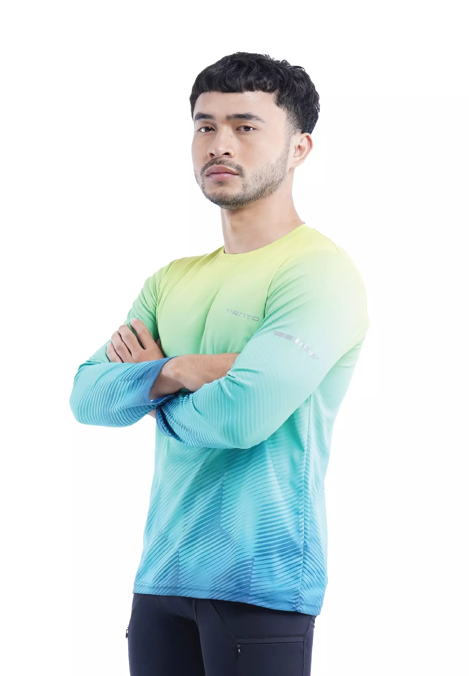 Tiento Jersey Running Anti UV Baju Olahraga Lari Pria Lengan Panjang Kaos Dryfit Long Sleeve Men Xceleration
