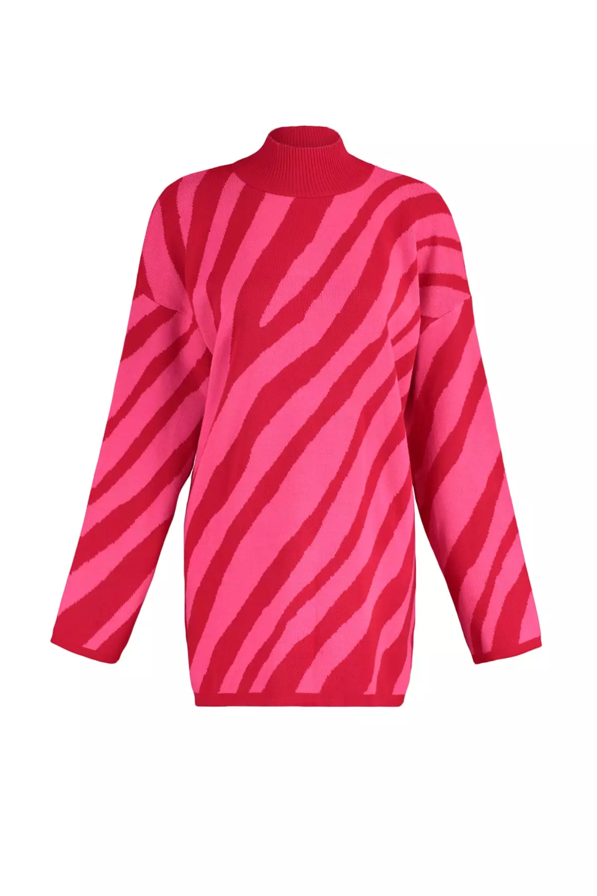 Buy Trendyol Red Pink Animal Striped Pattern Knitwear Sweater 2024