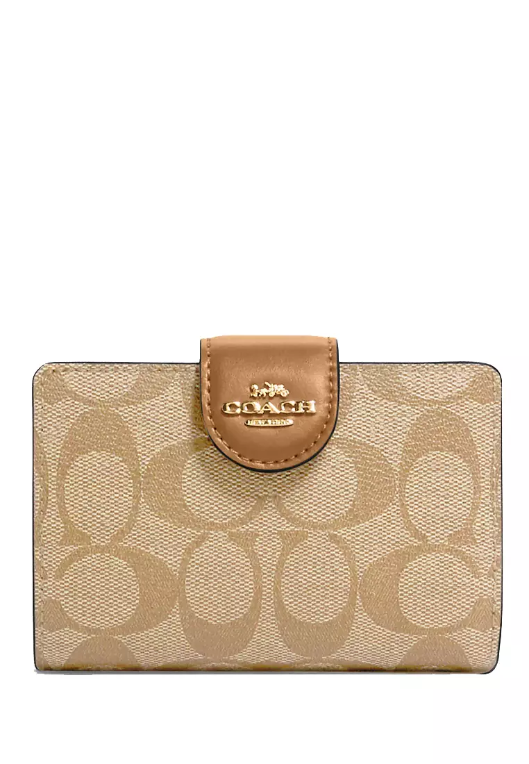 Buy Coach COACH Medium Corner Zip Wallet In Signature Canvas 2024 ...