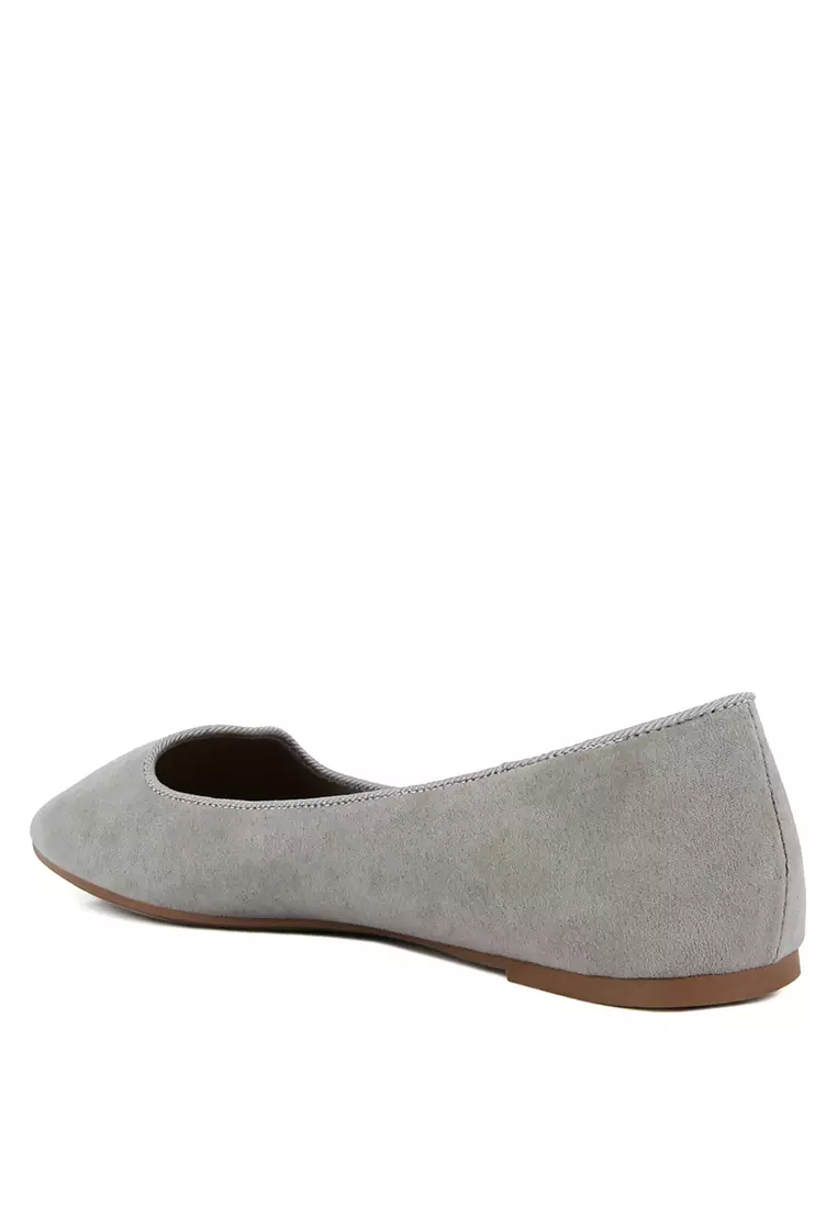 Grey Microfiber Casual Ballerinas