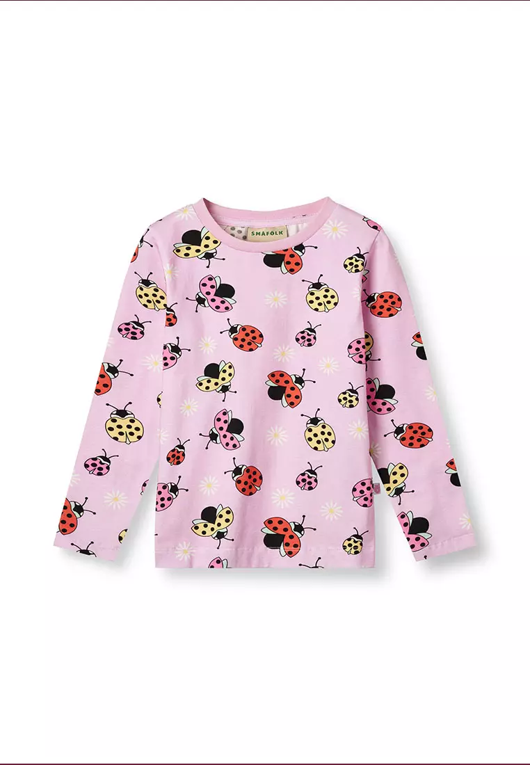 Long-sleeved top with ladybirds