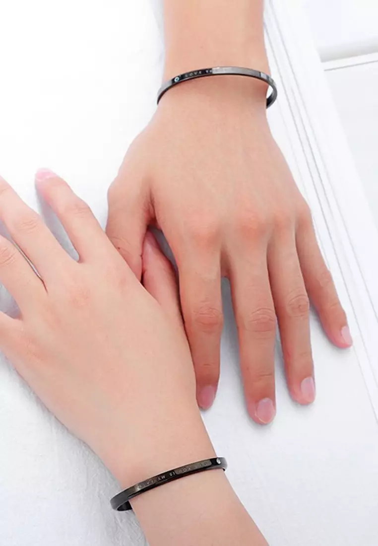 半開口情侶鈦鋼手鐲一對