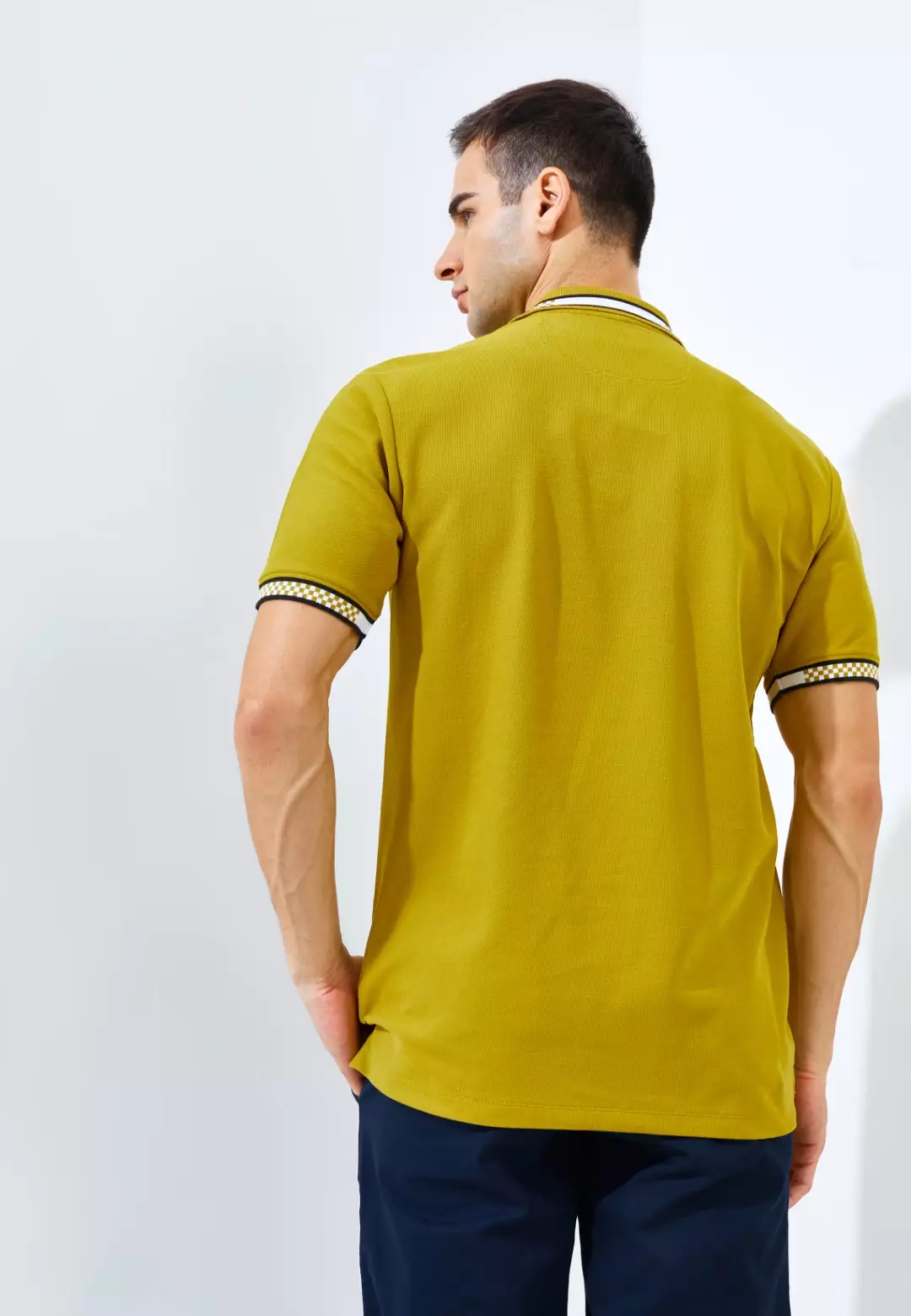 Jack Nicklaus Mustang Polo Shirt Pria Regular Fit Golden Palm