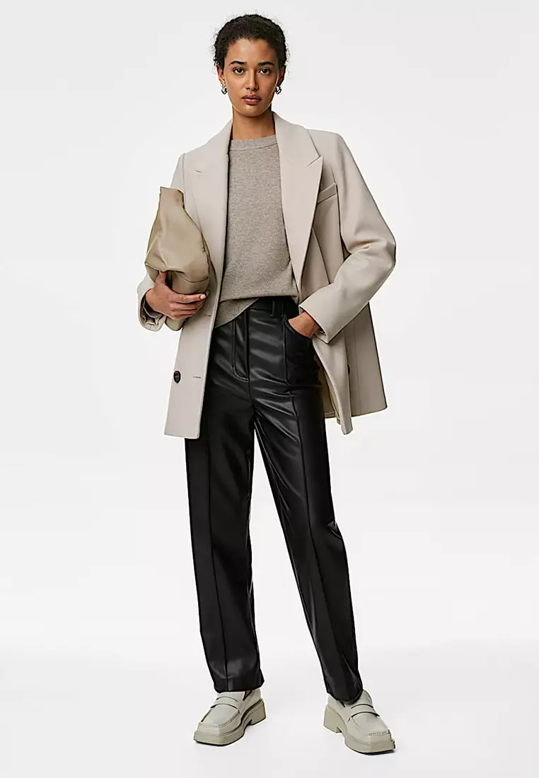 Leather Look Ankle Grazer Trousers