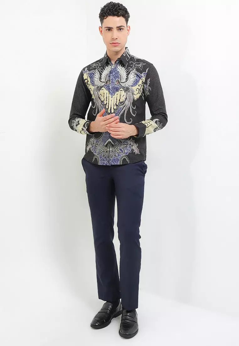 BATIK TALENTA EXCLUSIVE Lengan PANJANG slimfit PR BURUNG NAVY