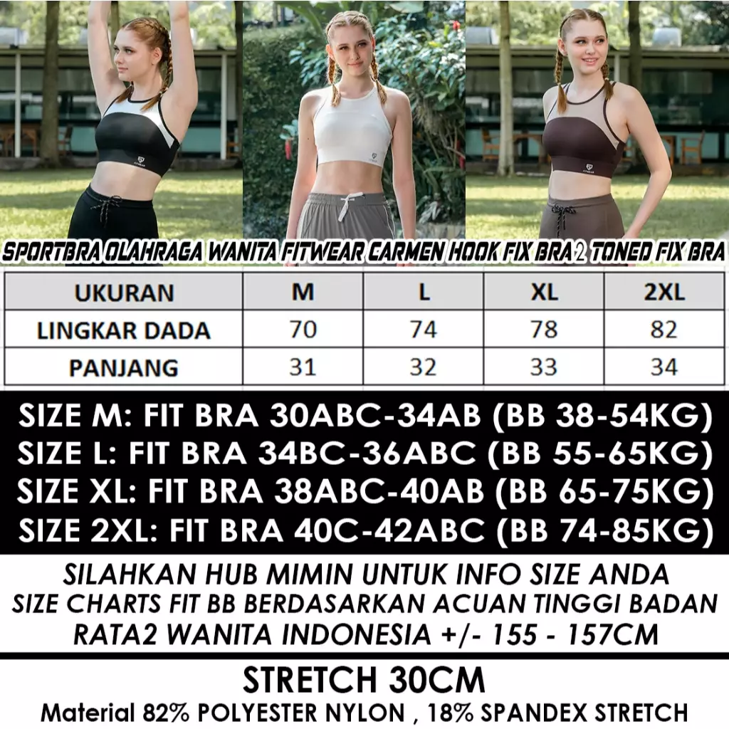 Fitwear - Sportbra Olahraga Wanita CARMEN 2TONE HOOK - WHITE