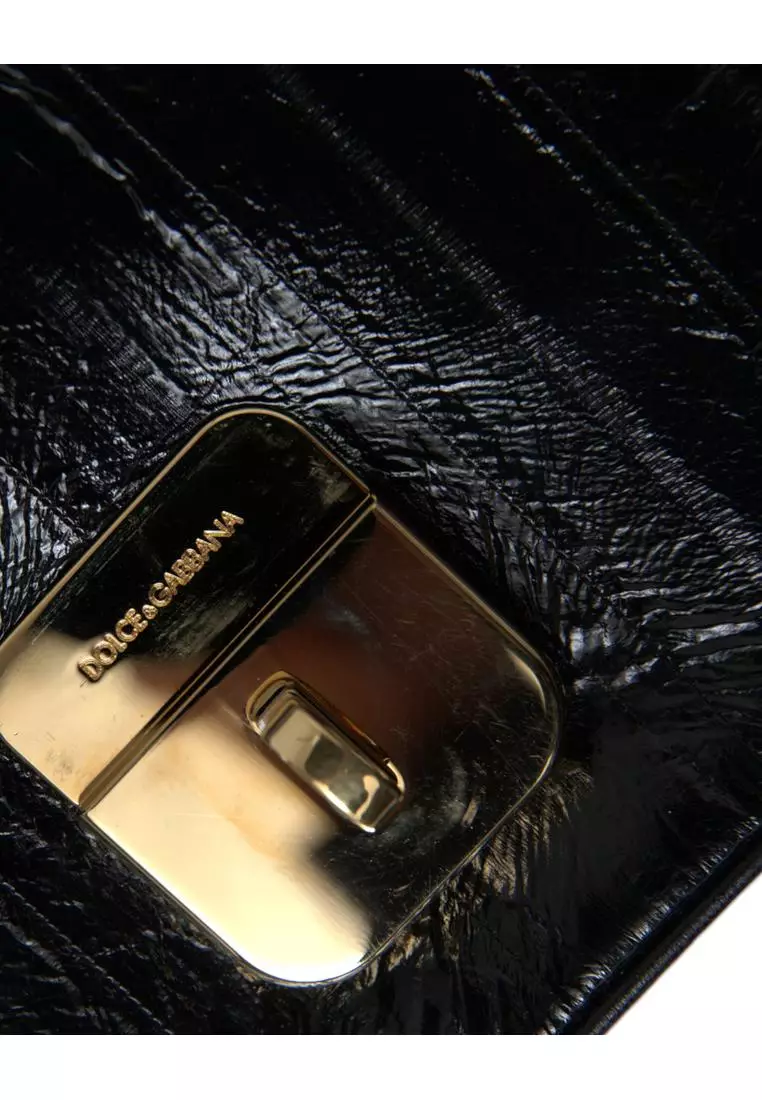 Dolce & Gabbana Eelskin Leather Twist Lock Shoulder Bag 2025