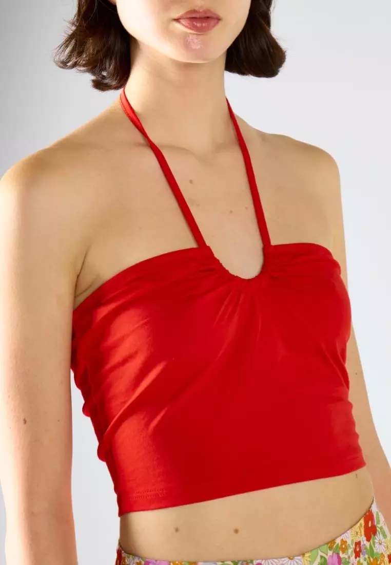 Tie Neck Halter Crop-Top