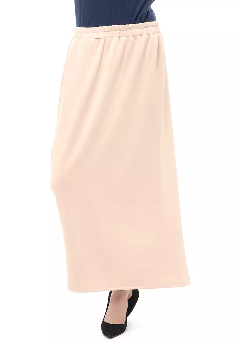 Rok Panjang Muslimah Polos Bawahan Wanita Regular Fit All Size - Beige