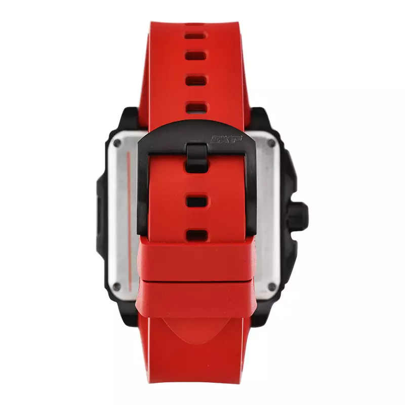 Jam Tangan Pria Expedition Chronograph E 6844 MC RIGBARE Men Black Dial Red Rubber Strap