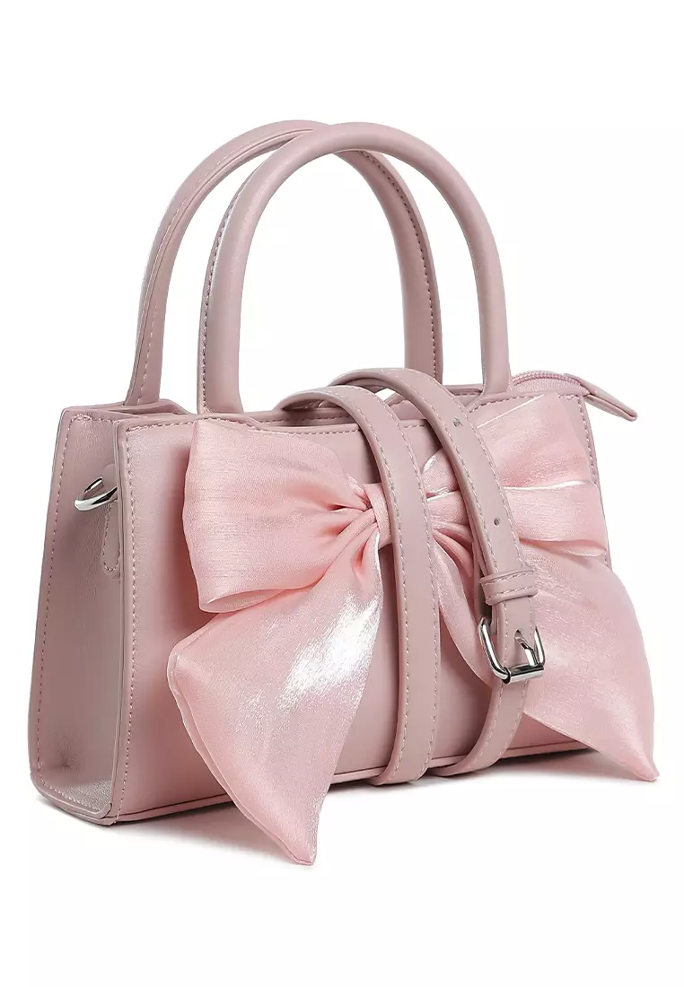 Tas Tangan Mini Detail Pita Besar Warna Pink