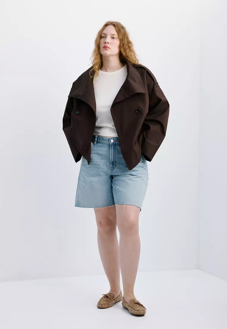 Straight Low-Rise Denim Bermuda Shorts