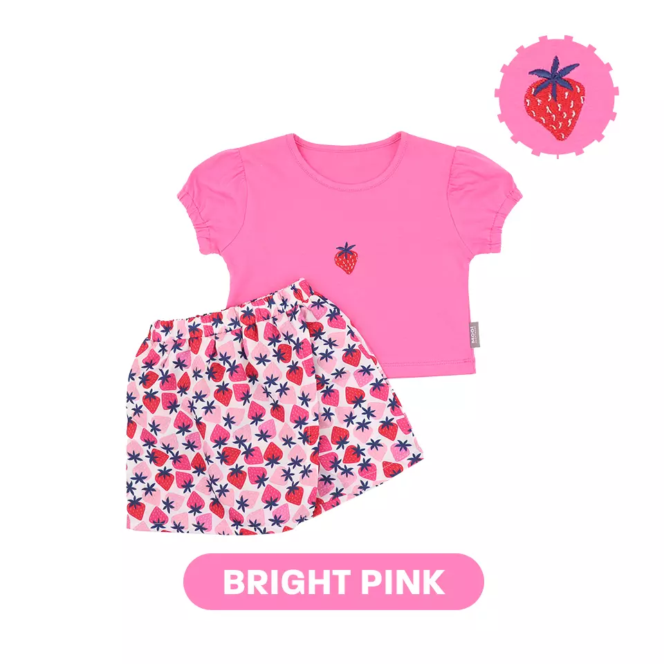 Mooi Setelan Anak Perempuan Alena Skort Set - Bright Pink