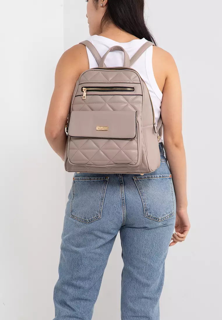 Quilted Backpack With Front Pocket