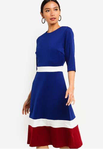 Jual Zalora Color Block Midi Dress Original Zalora Indonesia