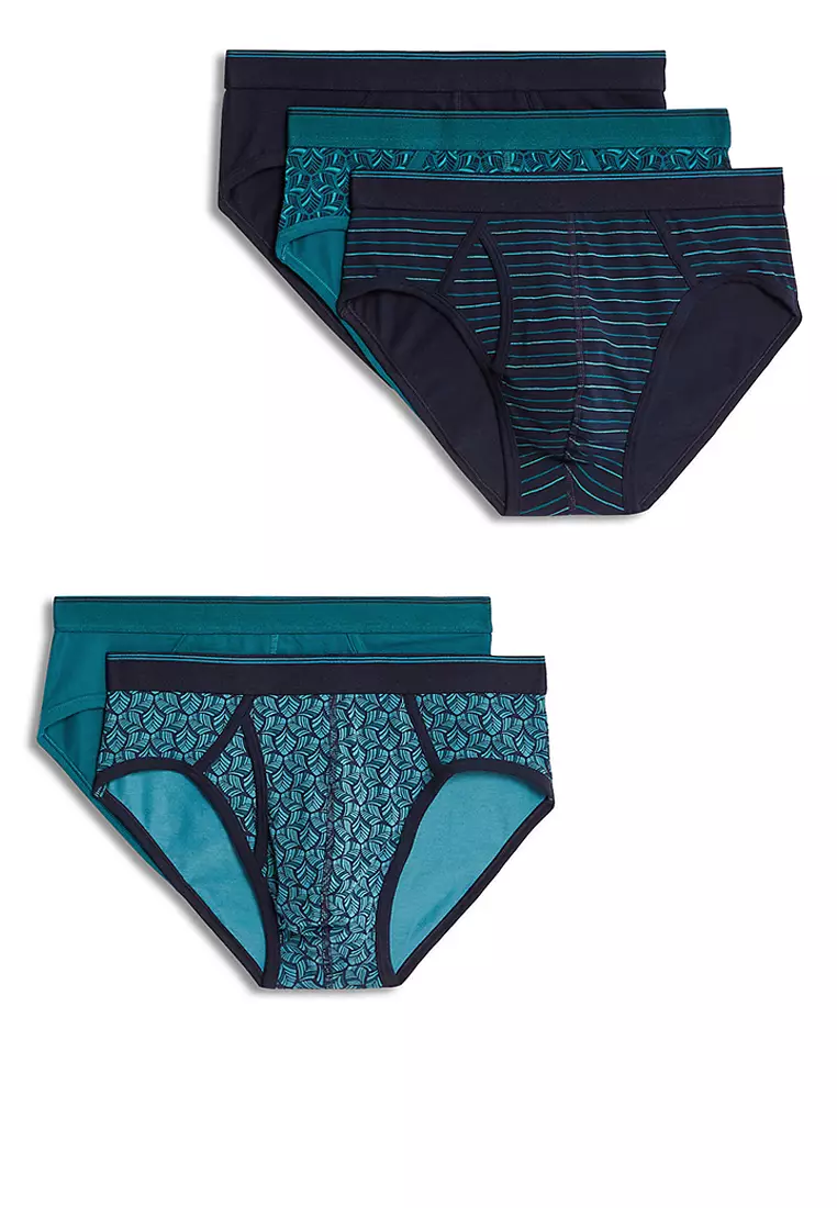 5pk Cool and Fresh Leaf Print Brief