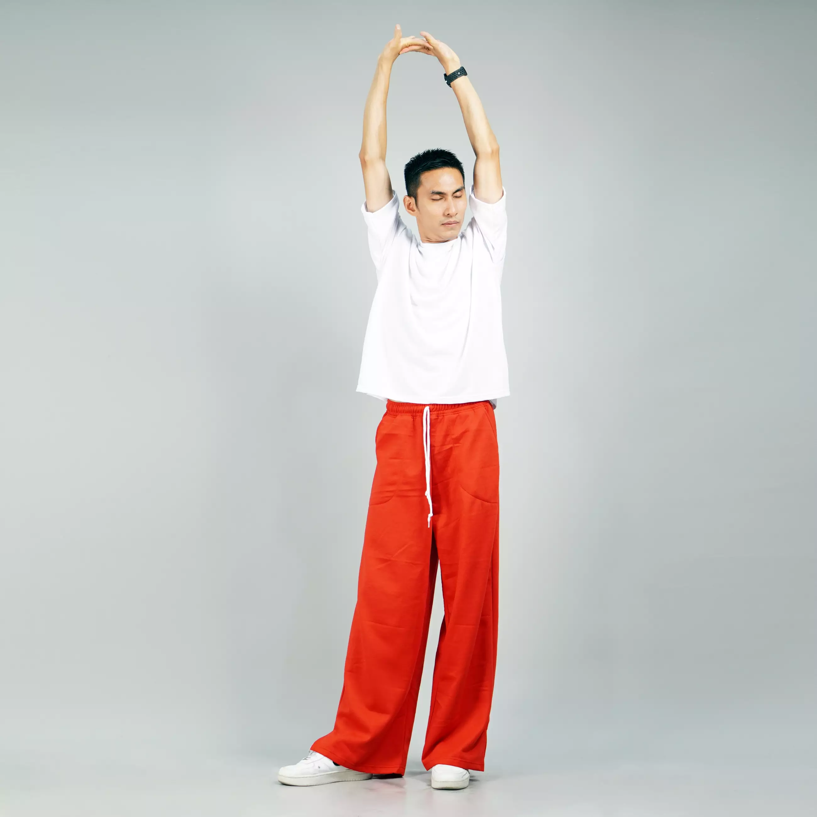JISOO Celana Panjang Baggy Pants Baggy Sweatpants Celana Loose Pria - MERAH