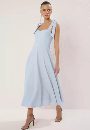 formal dress professional Strapless Long Prom Ball Gown with Sheer Corset Smoky Blue / 4 main image 1