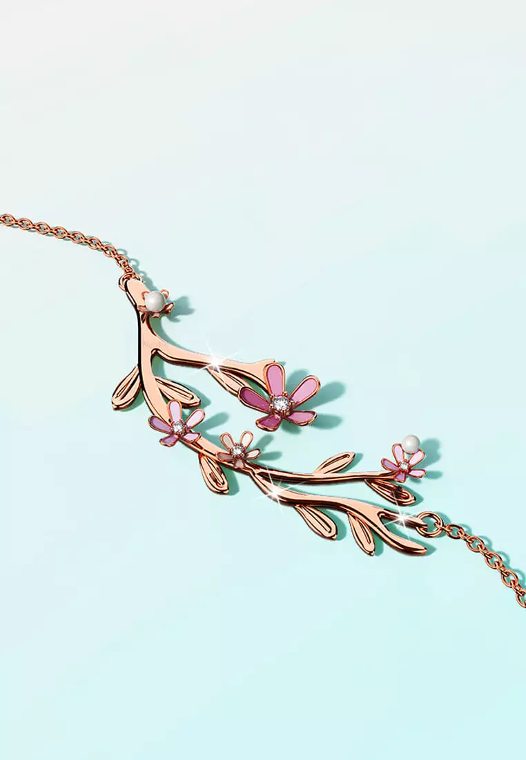 Petalia Pink Necklace Featured SWAROVSKI® Crystals in Rose Gold