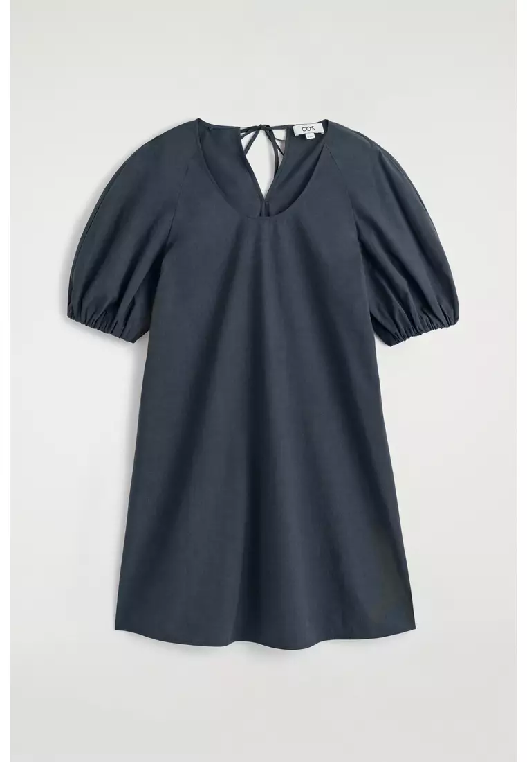 PUFF-SLEEVE COTTON MINI DRESS