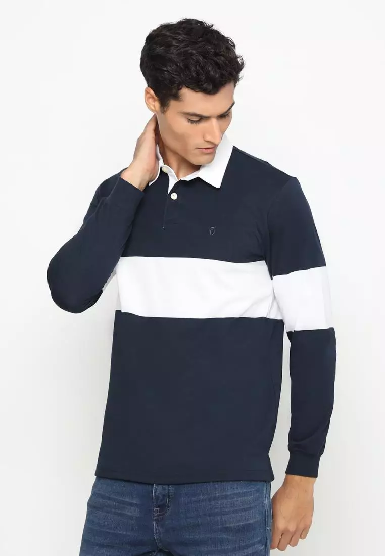 Matsuda Kaos Rugby Polo Shirt Pria Lengan Panjang Nago