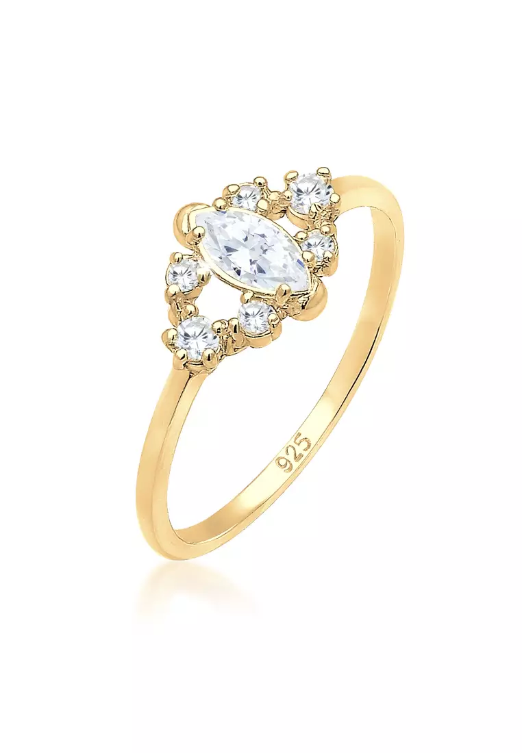 Ring Glamorous Bandring Zirconia Crystals Gold Plated