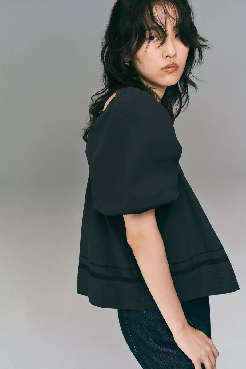 Pintucked cotton blouse