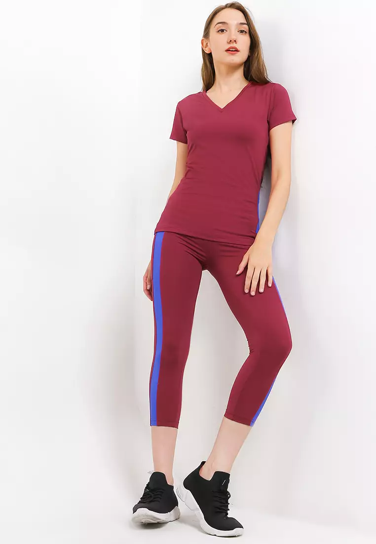 Atasan Baju Olahraga Ladies Sport Short Sleeve Activewear  Vneck For Yoga, Pilates, Senam, Gym