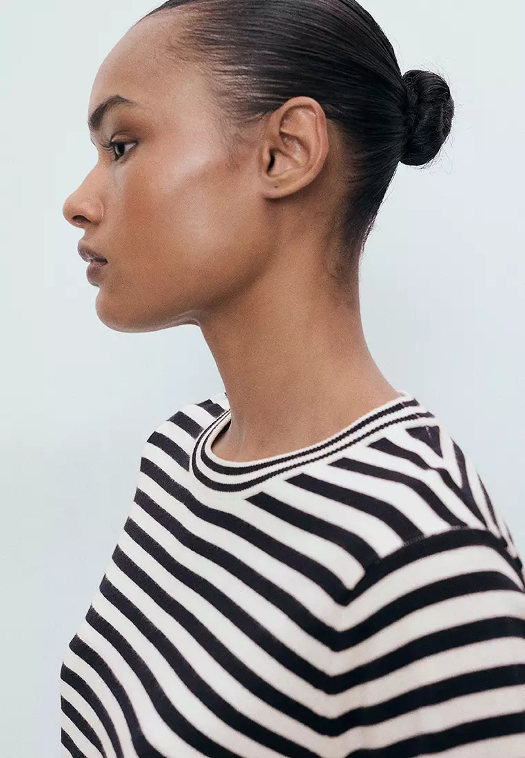 Striped Short-Sleeved Sweater