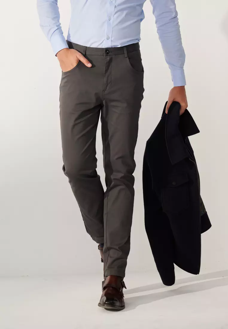 Dark Gray Slim Fit Stretch Chinos