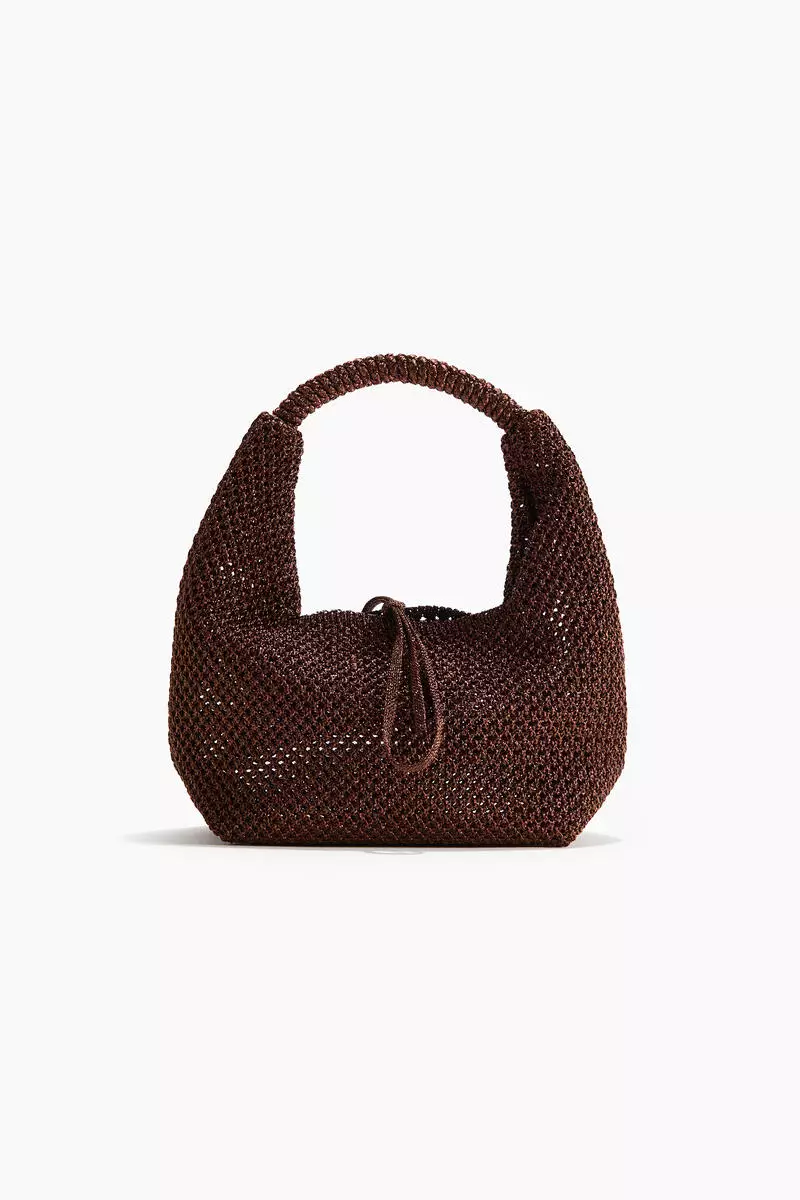 Glittery hole-knit handbag