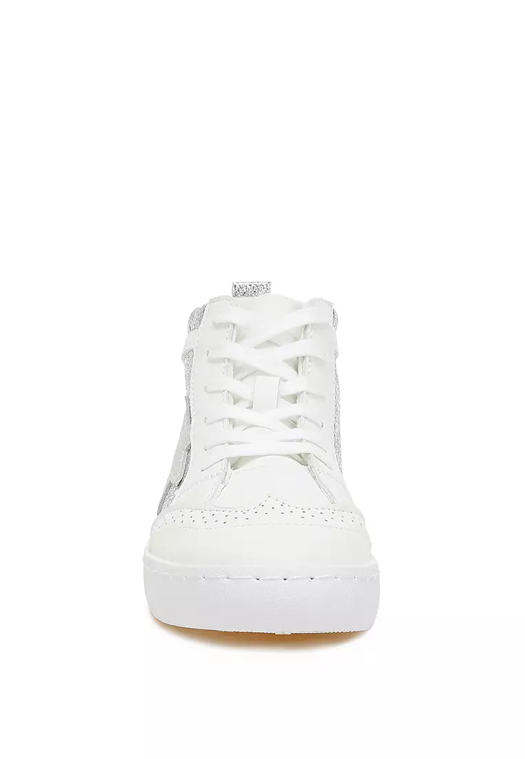 Star High Ankle Sneakers in Silver