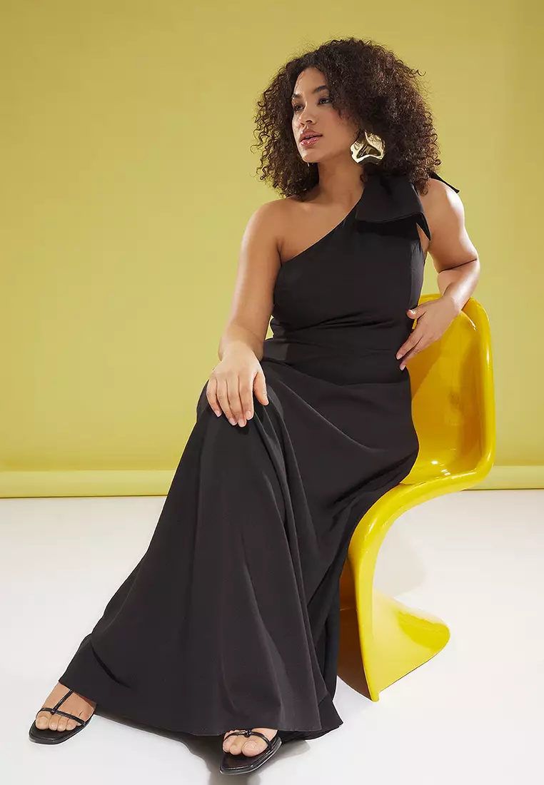 Black Bowknot One Shoulder Woven Evening/Night/Graduation/Engagement Dress Tbbss25Ah00053