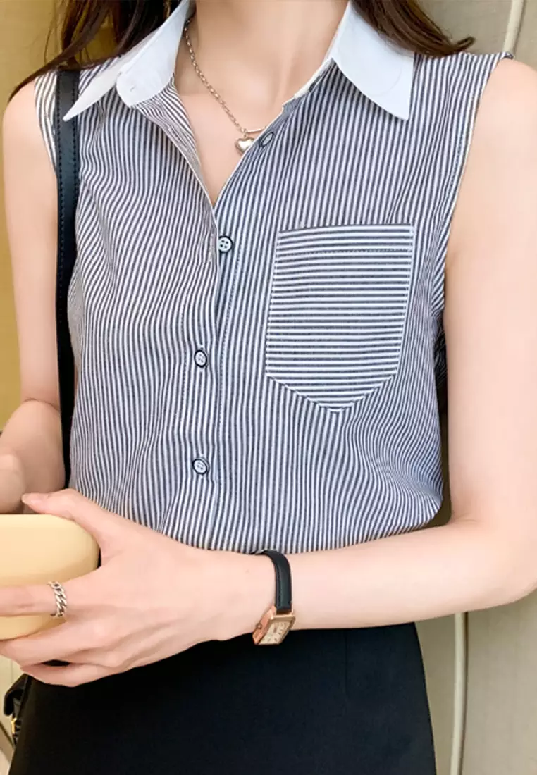 Stripe Sleeveless Shirt
