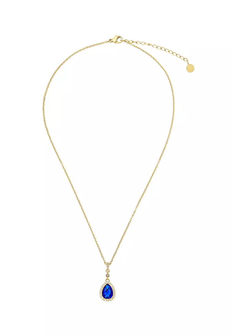 Necklace Princess'S Water Drop In Gold - Blue
