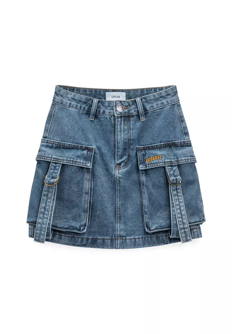 DRUM S. Women Cargo Mini Skirt- Dark Blue