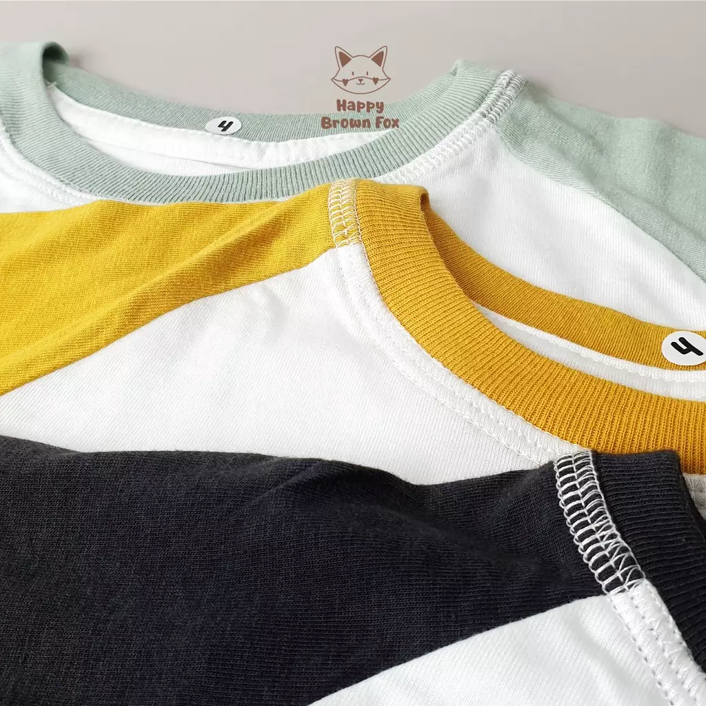 BAJU TIDUR PIYAMA ANAK SETELAN LENGAN PENDEK CELANA PENDEK- Raglan Bamboo Playset Ginger