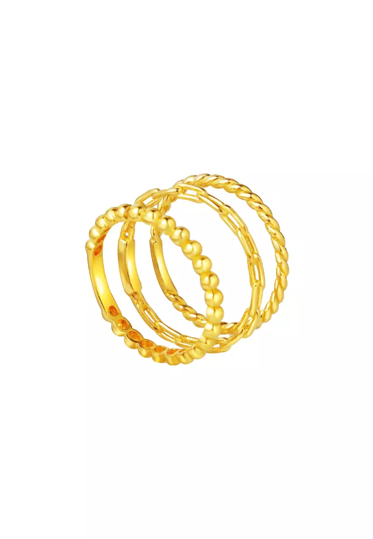 TOMEI Mix & Match Stackable Ring (3 Pcs), Yellow Gold 916