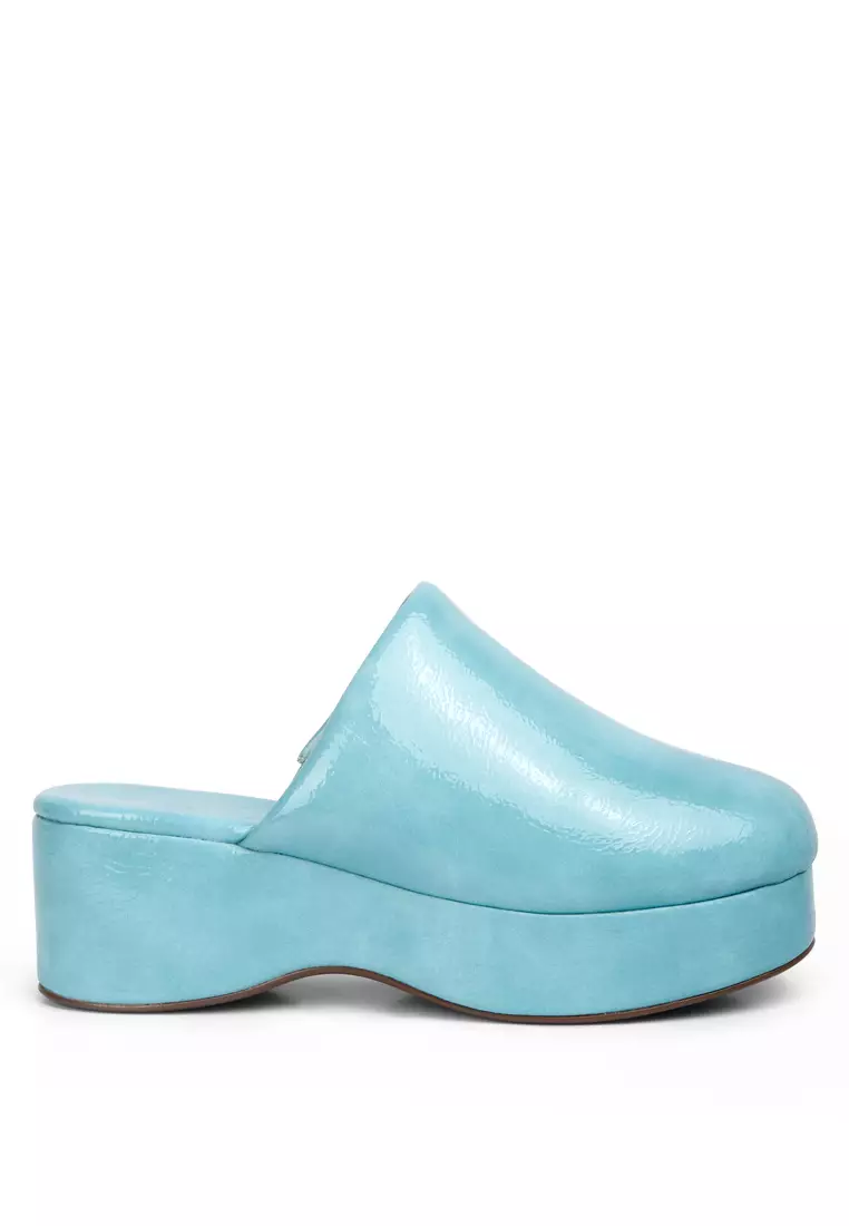 Discount on London Rag  shoes - SKU: Blue Solid Platform Slip On Mules