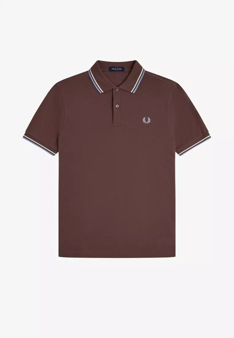 Fred Perry M3600 Twin Tipped Fred Perry Shirt (Carrington Brick / Ecru / Light Smoke)