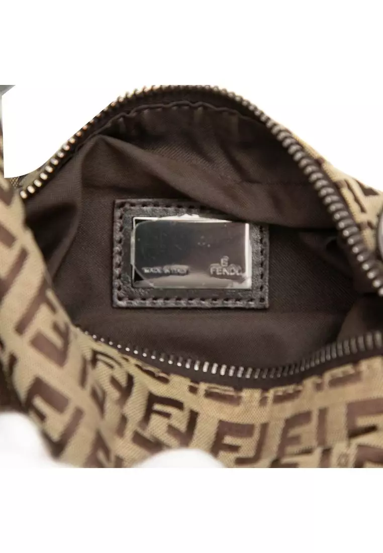 Pre-Loved Fendi Zucchino Canvas Oyster Shoulder Bag