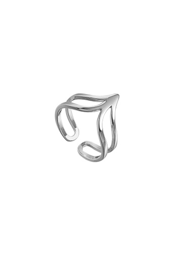 ZITIQUE silver Women's V-shaped Open Ring - Silver F3681AC7943C68GS_1