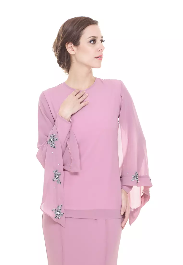 Melody Kurung Modern in Dusty Pink