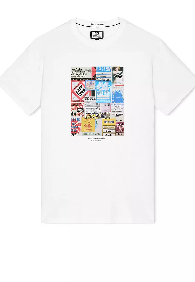 MENS WHITE PASSES GRAPHIC TEE
