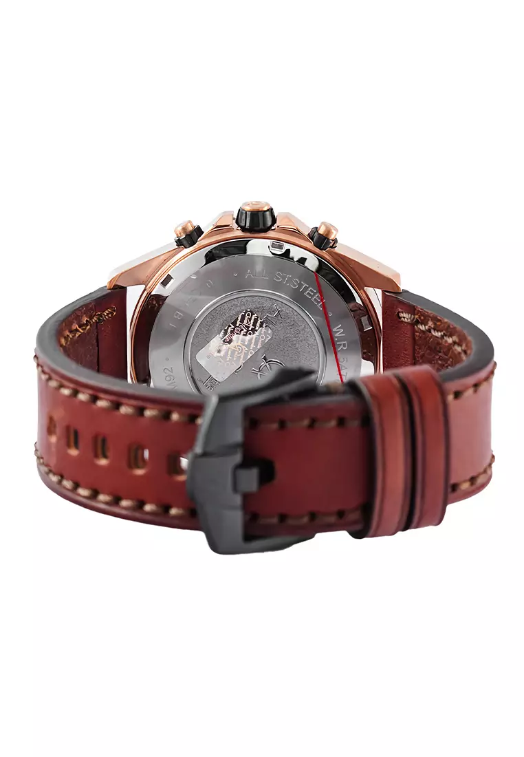 Alexandre Christie - Jam Tangan Pria - Rosegold - Brown Leather Strap - 6620 MCLBRBA