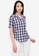 F.101 navy Checkered Collared Blouse D22F5AA8461A9FGS_1